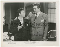 3y0373 RAYMOND BURR signed 8x10 still 1950 close up with guy smoking cigar in Unmasked!