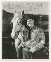 3y0900 SMILEY BURNETTE signed 8x10 REPRO still 1980s great portrait of the cowboy sidekick w/ horse!