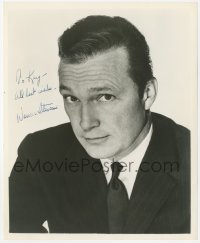 3y0402 WARREN STEVENS signed 8x10 still 1950s head & shoulders portrait wearing suit & tie!