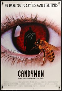 3y0024 CANDYMAN signed 1sh 1992 by Tony Todd, creepy close image of bee & silhouette in eyeball!