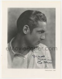 3y0501 CHARLES FARRELL signed book page 1980s profile portrait of the handsome leading man from 1928!