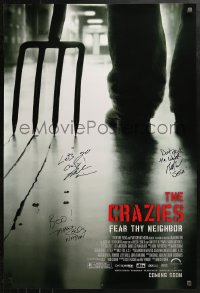 3y0031 CRAZIES signed advance 1sh 2010 by director Breck Eisner, Brett Wagner, AND Tahmus Rounds!
