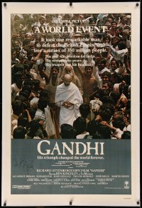 3y0001 GANDHI signed linen int'l 1sh 1982 by Ben Kingsley, as The Mahatma, Richard Attenborough!