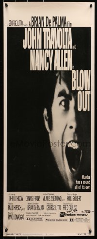 3y0137 BLOW OUT signed insert 1981 by John Travolta, murder mystery directed by Brian De Palma!