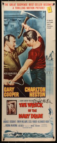 3y0141 WRECK OF THE MARY DEARE signed insert 1959 by Charlton Heston, he's fighting Gary Cooper!