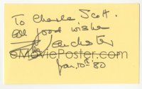 3y0579 ELSA LANCHESTER signed 3x5 index card 1980 it can be framed & displayed with a repro!