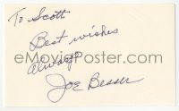 3y0614 JOE BESSER signed 3x5 index card 1980s it can be framed & displayed with a repro!