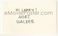 3y0645 MORT WALKER signed 3x5 index card 1980s it can be framed & displayed with a repro!