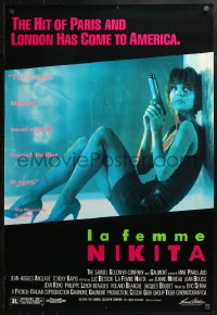 3y0065 LA FEMME NIKITA signed 1sh 1991 by Luc Besson, great image of Anne Parrilaud with gun!