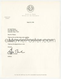 3y0426 GEORGE W. BUSH letter 1996 with SECRETARIAL signature, about opposing casino gambling!