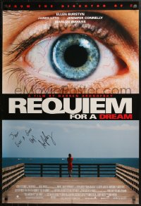 3y0086 REQUIEM FOR A DREAM signed 1sh 2000 by director Darren Aronofsky, cool eye image!