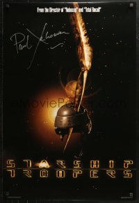 3y0100 STARSHIP TROOPERS signed teaser DS 1sh 1997 by Paul Verhoeven, best image of pierced helmet!
