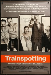 3y0115 TRAINSPOTTING signed 1sh 1996 by Danny Boyle AND Robert Carlyle, heroin drugs cult classic!