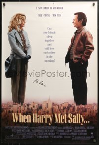 3y0125 WHEN HARRY MET SALLY signed 1sh 1989 by director Rob Reiner, classic Billy Crystal & Meg Ryan!