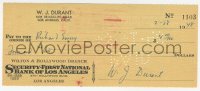 3y0421 WILL DURANT canceled check 1948 he paid $4 to Richard Emery!