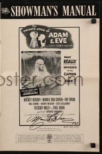 3y0169 MAMIE VAN DOREN signed pressbook 1960 advertising for The Private Lives of Adam and Eve!