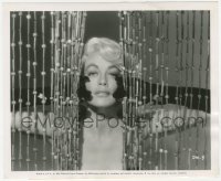 3z0125 DOROTHY MALONE 8.25x10 still 1957 sexy portrait taking a peek from behind beaded curtain!
