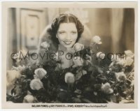 3z0225 JEWEL ROBBERY 8x10.25 still 1932 close up of smiling Kay Francis in front of huge bouquet!