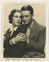 3z0341 OKAY AMERICA 8x10.25 still 1932 best close portrait of Lew Ayres & Maureen O'Sullivan!