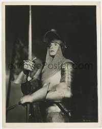 3z0228 JOAN OF ARC English 8x10.25 still 1948 best portrait of Ingrid Bergman in armor with sword!