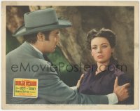 3z0564 BELLE STARR LC 1941 great close up of Shepperd holding sexiest female outlaw Gene Tierney!