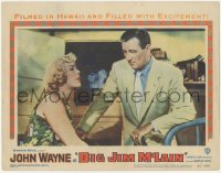 3z0571 BIG JIM McLAIN LC #1 1952 c/u of John Wayne looking at sexy Veda Ann Borg blowing smoke!