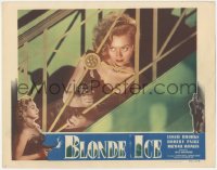 3z0587 BLONDE ICE LC #3 1948 incredible c/u of sexy blonde savage bad girl Leslie Brooks with gun!