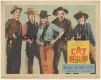 3z0630 CAT BALLOU LC 1965 best posed portrait of Jane Fonda, Lee Marvin & top cast pointing guns!