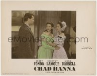 3z0633 CHAD HANNA color-glos photolobby 1940 Henry Fonda w/beautiful Dorothy Lamour & Linda Darnell!