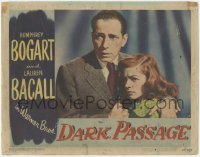 3z0689 DARK PASSAGE LC #2 1947 great close up of Humphrey Bogart holding sexy scared Lauren Bacall!