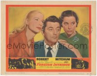 3z0777 FOREIGN INTRIGUE LC #3 1956 Robert Mitchum between Genevieve Page & Ingrid Thulin!