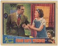 3z0780 FOUR DAYS' WONDER LC 1936 angry Alan Mowbray grabs scared Jeanne Dante by the arm!