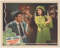 3z0856 HOLD THAT GHOST LC 1941 Bud Abbott, Lou Costello & scared Joan Davis all holding candles!