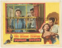 3z0868 HUMAN DESIRE LC 1954 Glenn Ford & bad Gloria Grahame looking out window, Fritz Lang!