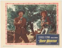 3z1141 ROCKY MOUNTAIN LC #8 1950 great close up of part renegade part hero Errol Flynn with gun!