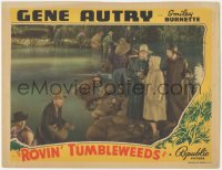 3z1147 ROVIN' TUMBLEWEEDS LC 1939 Gene Autry helps put down sandbags to stop a flood!