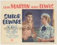 3z1153 SAILOR BEWARE LC #1 1952 Corinne Calvet can't believe wacky barechested Jerry Lewis!