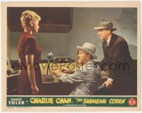 3z1179 SHANGHAI COBRA LC 1945 Sidney Toler as Charlie Chan with pretty Joan Barclay & man!