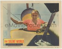 3z1186 SILENT WORLD LC #5 1956 great close up of Jacques Cousteau emerging from ship's hatch!