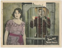 3z1191 SILVER VALLEY LC 1927 cowboy Tom Mix behind prison bars by scared wide-eyed Dorothy Dwan!