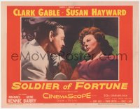 3z1204 SOLDIER OF FORTUNE LC #3 1955 romantic close up of Clark Gable & sexy Susan Hayward!