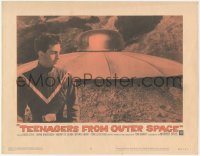 3z1265 TEENAGERS FROM OUTER SPACE LC #5 1959 great close up of alien hoodlum standing by UFO!