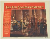 3z1267 TEN COMMANDMENTS LC #3 1956 Carradine watches Charlton Heston as Moses confront Yul Brynner!