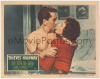 3z1281 THIEVES' HIGHWAY LC #7 R1955 Jules Dassin, barechested Richard Conte & Valentina Cortese!