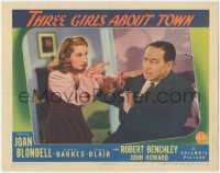 3z1290 THREE GIRLS ABOUT TOWN LC 1941 great close up of Joan Blondell scolding Robert Benchley!