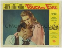 3z1311 TOUCH OF EVIL LC #2 1958 best close up of Charlton Heston & Janet Leigh, Orson Welles classic