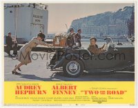 3z1320 TWO FOR THE ROAD LC #5 1967 Audrey Hepburn pushing Albert Finney's car, Stanley Donen!