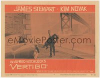 3z1343 VERTIGO LC #7 1958 Alfred Hitchcock, James Stewart carrying blonde Kim Novak by bridge!