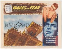 3z1347 WAGES OF FEAR LC #1 1955 Henri-Georges Clouzot, Yves Montand looks down from wooden platform!