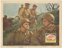 3z1351 WALK IN THE SUN LC 1945 c/u of Dana Andrews with soldiers marching across the countryside!